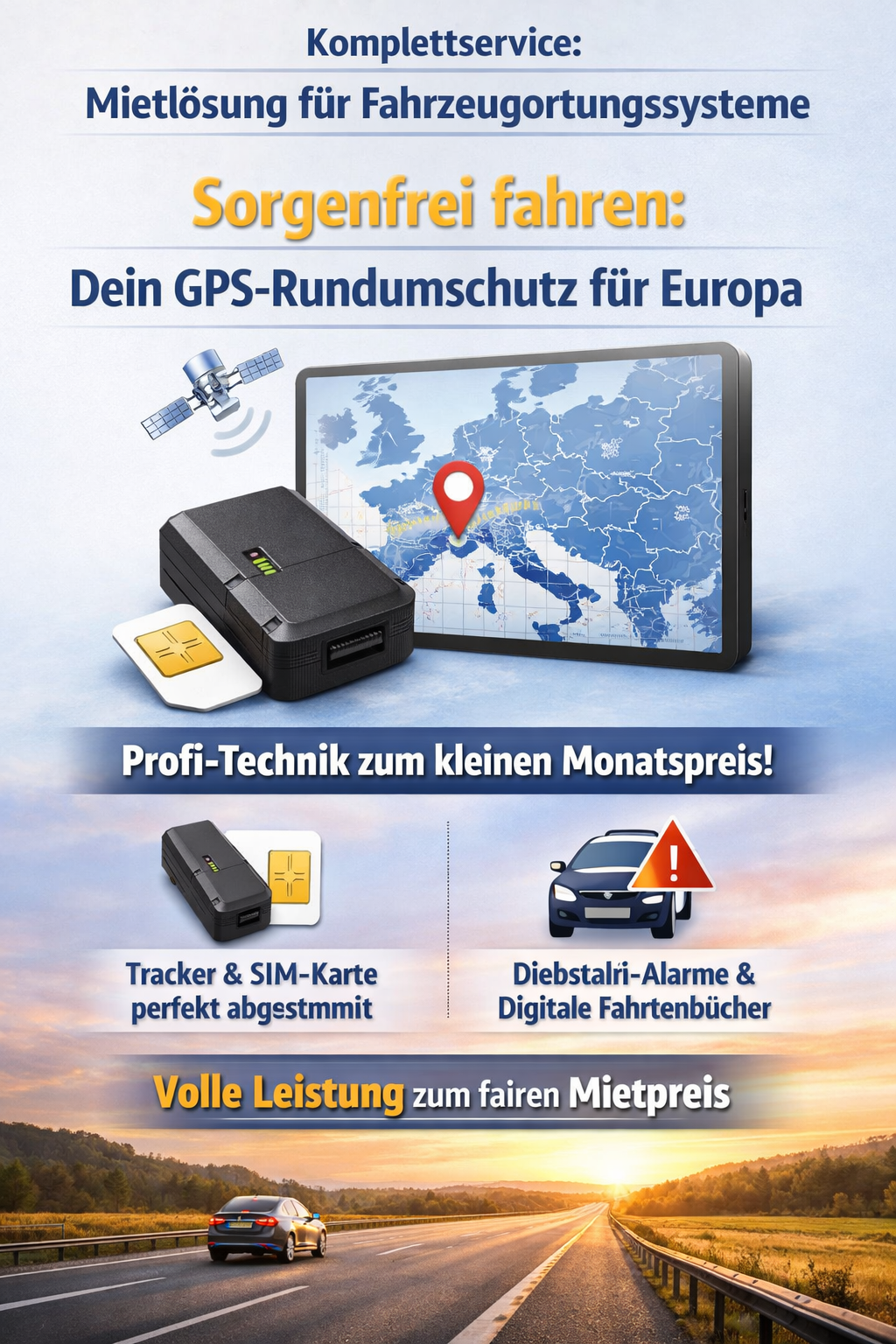 Komplettservice: Mietlösung für Fahrzeugortungssysteme