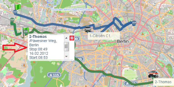 GPS Tracking Strecken anzeigen