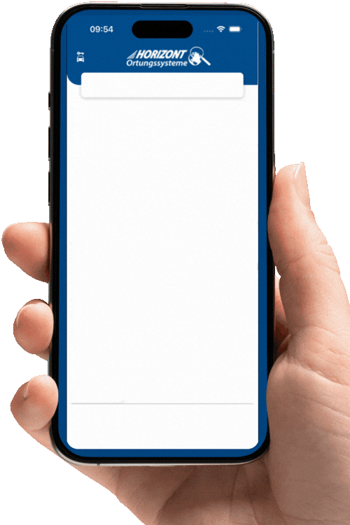 Horizont Ortungssysteme App auf einem Smartphone
